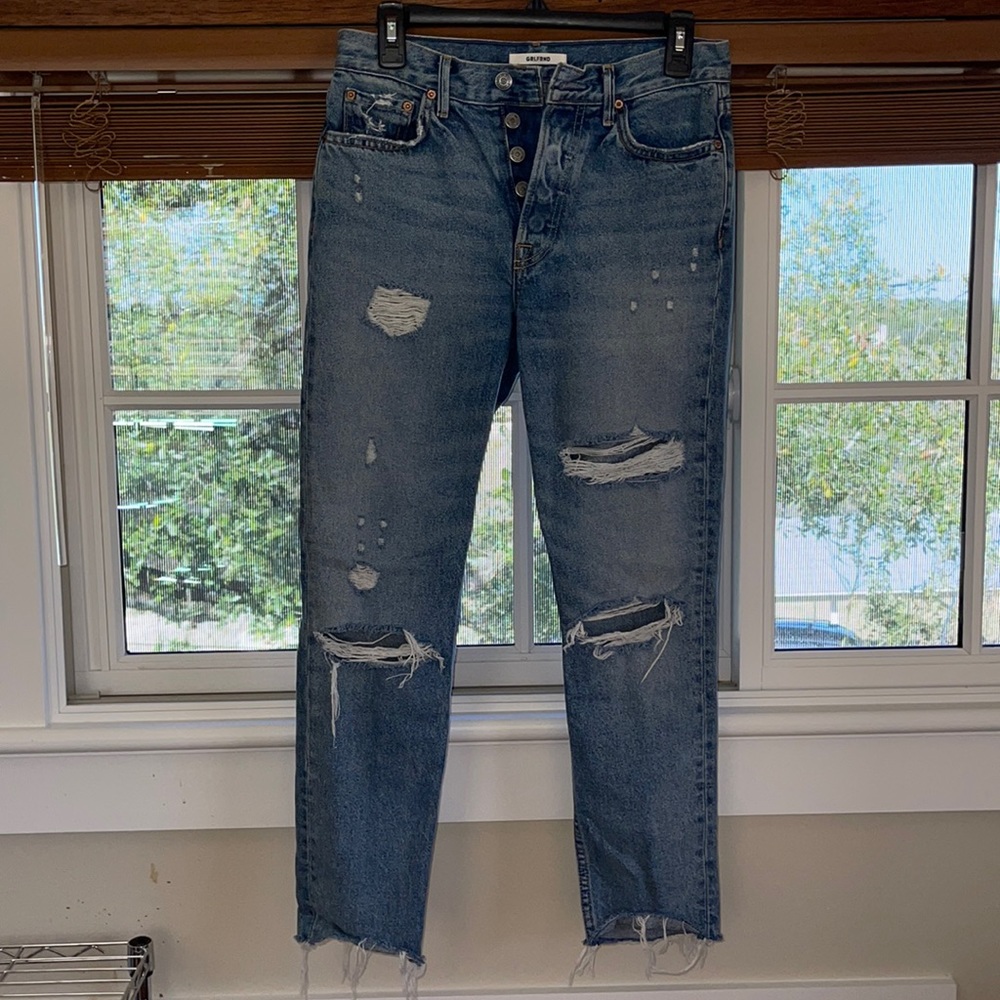 GRLFRND Karolina high rise distressed cropped jeans from REVOLVE.